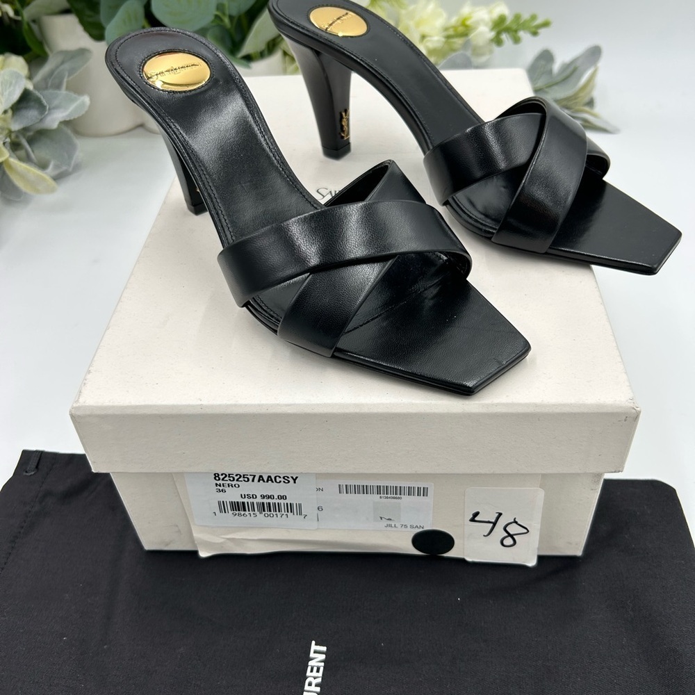 Women's Saint Laurent, Jill 75 leather mules size 36 made in Italy - Picture 1 of 12